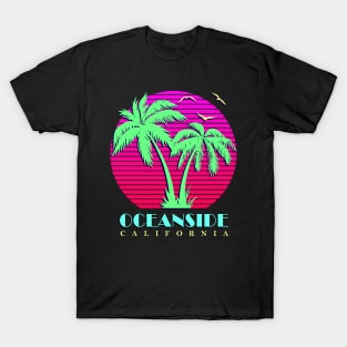 Oceanside California Palm Trees Sunset T-Shirt